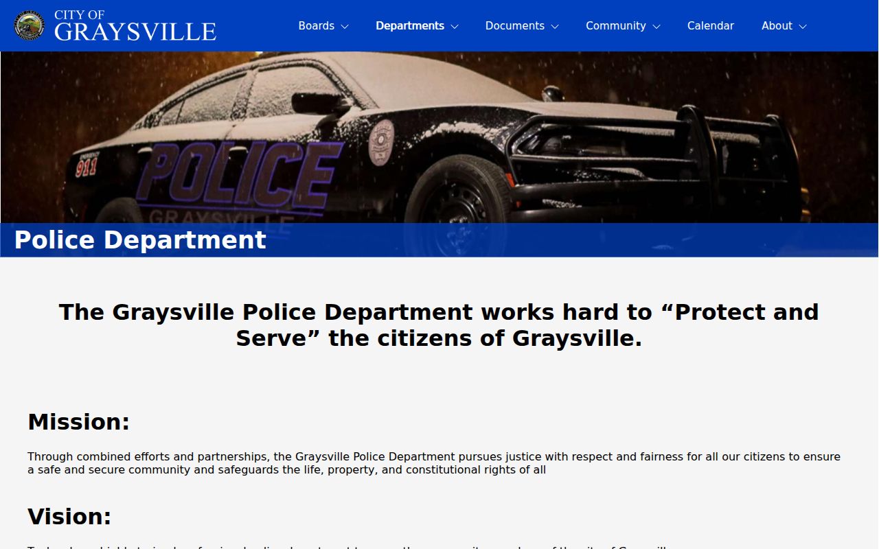 Graysville Police current contact information for arrest-record requests