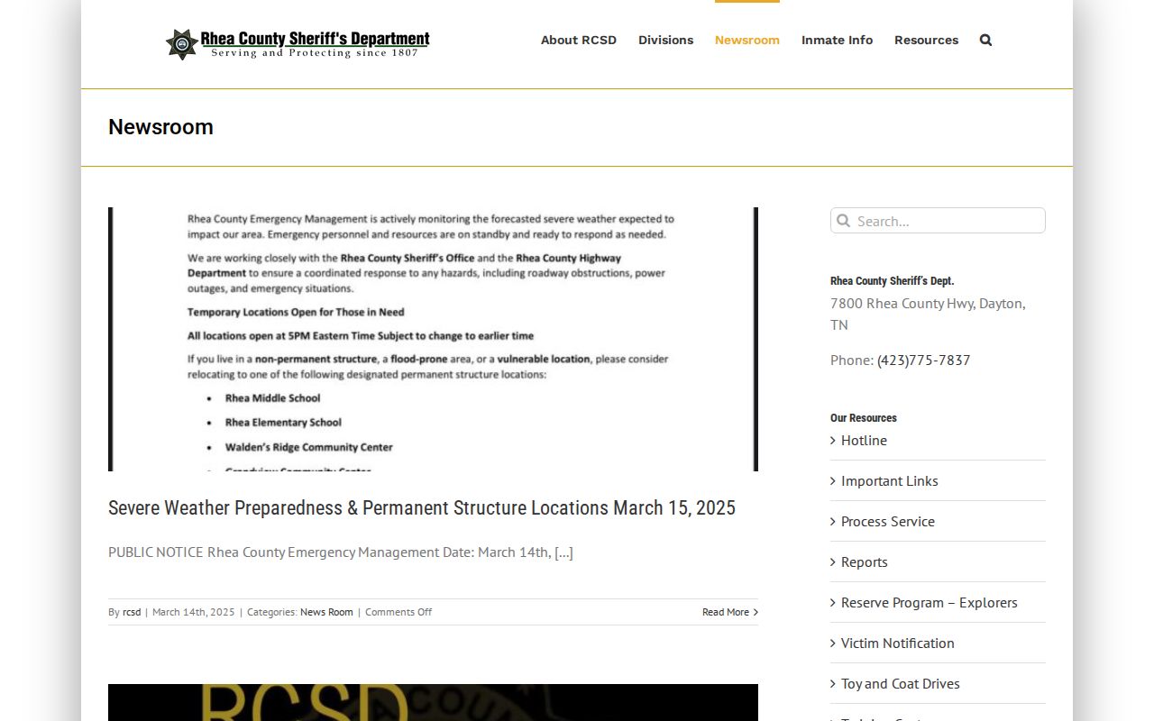 Rhea County Sheriff crime news and arrest record newsroom